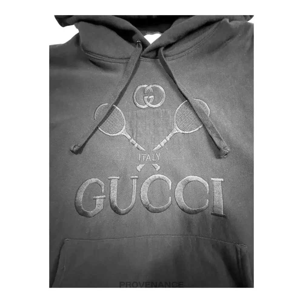 🔴 Gucci Tennis Hoodie - Black French Terry L
